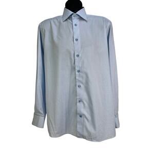 Eton Twill Cotton Blue Shirt Long Sleeves Button Down